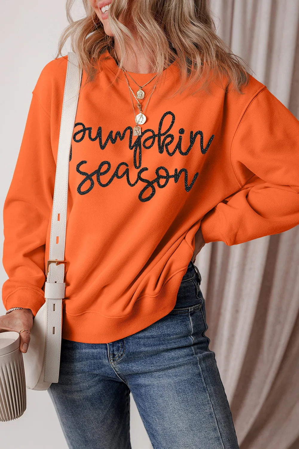 Letter Round Neck Long Sleeve Sweatshirt - Tigbul's Variety Fashion Shop