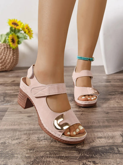 Open Toe Block Heel Sandals - Tigbul's Variety Fashion Shop