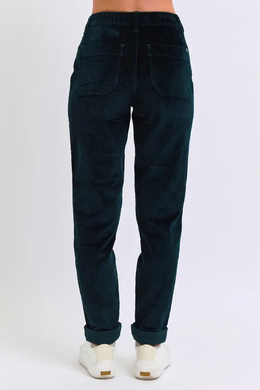 Judy Blue Green High Waist Corduroy Cuffed Jogger Plus Size - Tigbul's Variety Fashion Shop