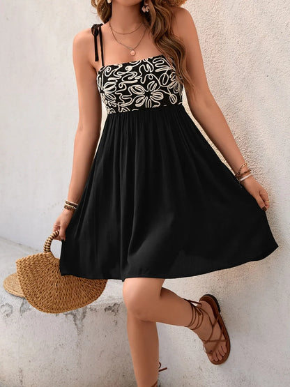 Tie Shoulder Mini Cami Dress - Tigbul's Variety Fashion Shop