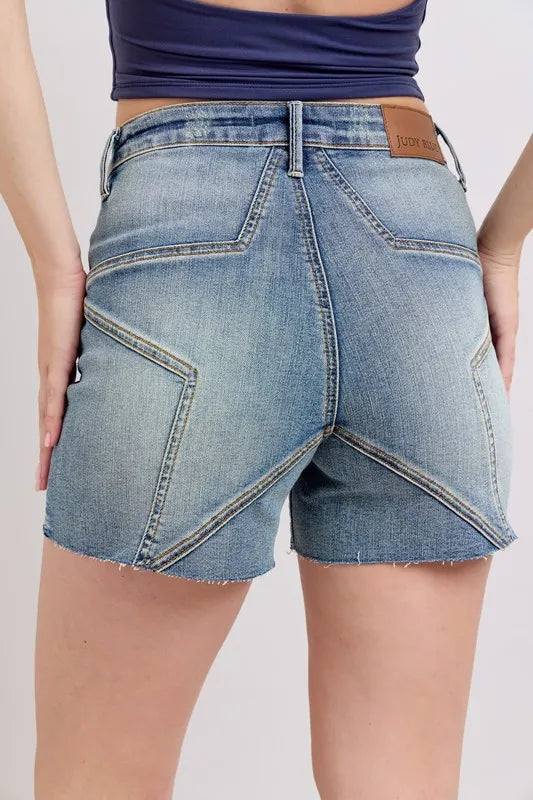 Judy Blue High Waist Star Seam Detail Denim Shorts - Tigbul's Variety Fashion Shop