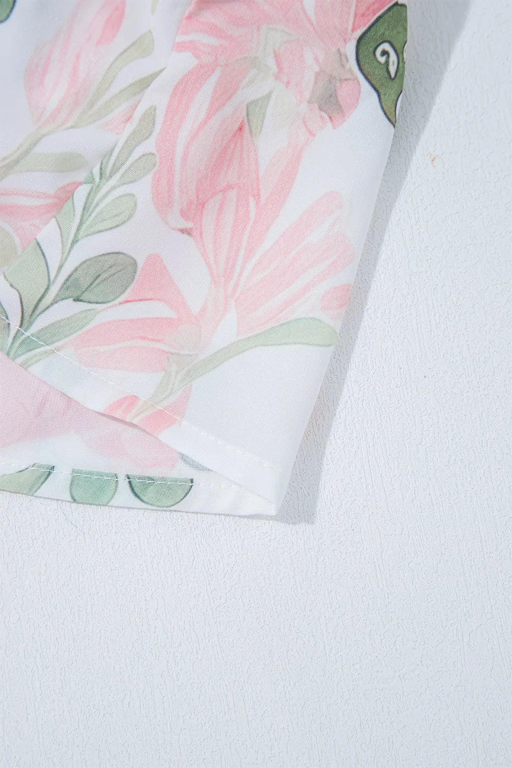 Tied Printed Short Sleeve Blouse - Tigbul's Variety Fashion Shop