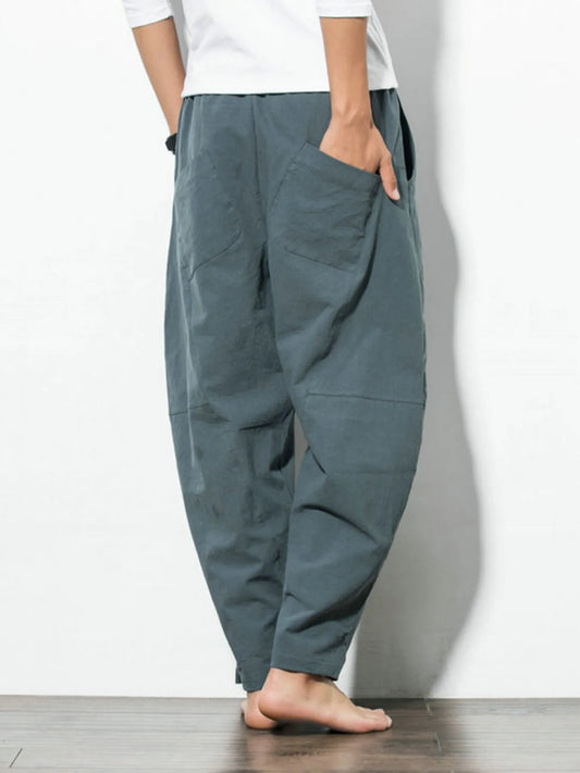 Men's Plus Size Casual Drawstring Wide Leg Pants - Tigbul's Variety Fashion Shop