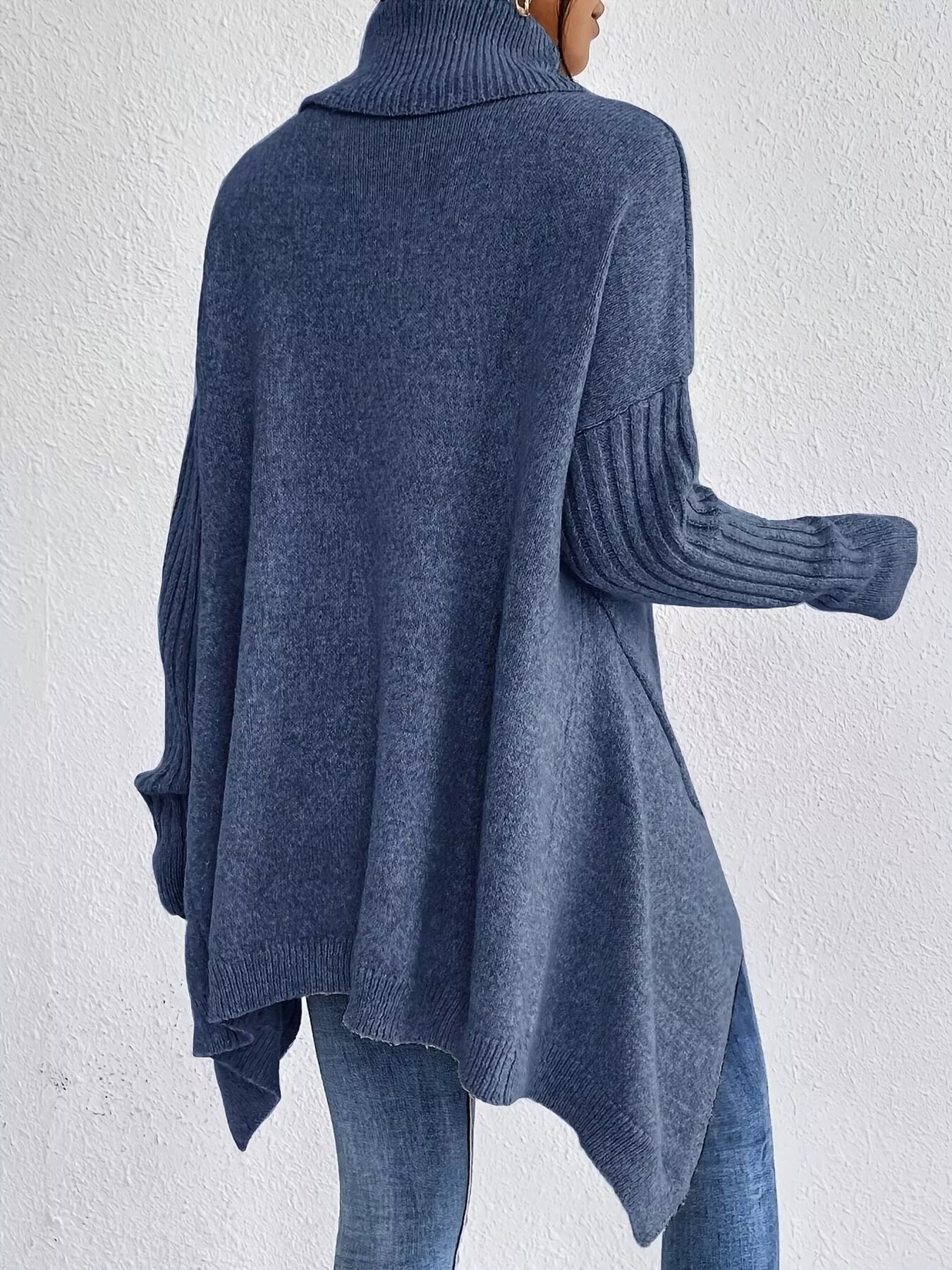Turtleneck Dropped Shoulder Sweater - Tigbul's Variety Fashion Shop