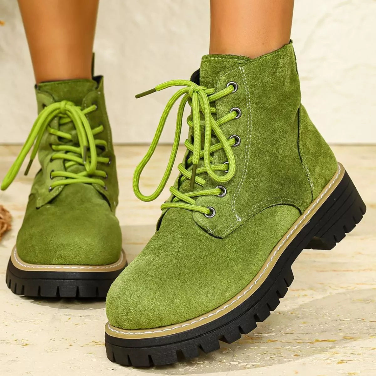 Round Toe Lace Up Boots - Tigbul's Variety Fashion Shop