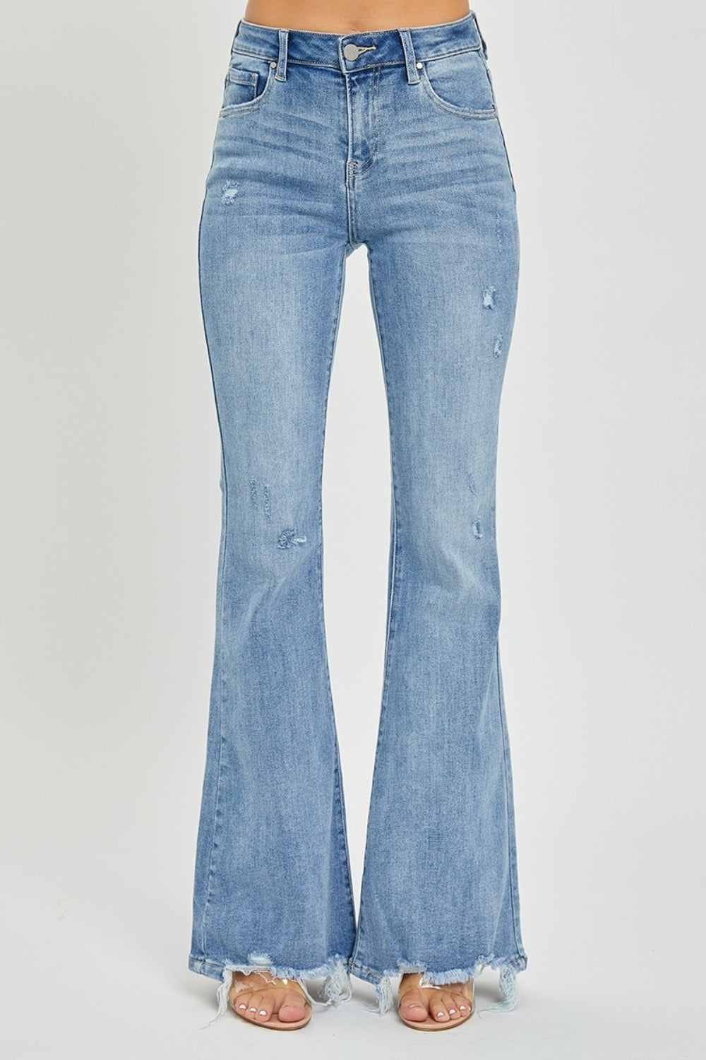 Risen Full Size High Rise Frayed Hem Flare Jeans - Tigbul's Variety Fashion Shop