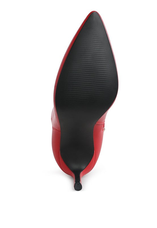 Tatria Textured Stiletto Heel Ankle Boots - Tigbul's Variety Fashion Shop