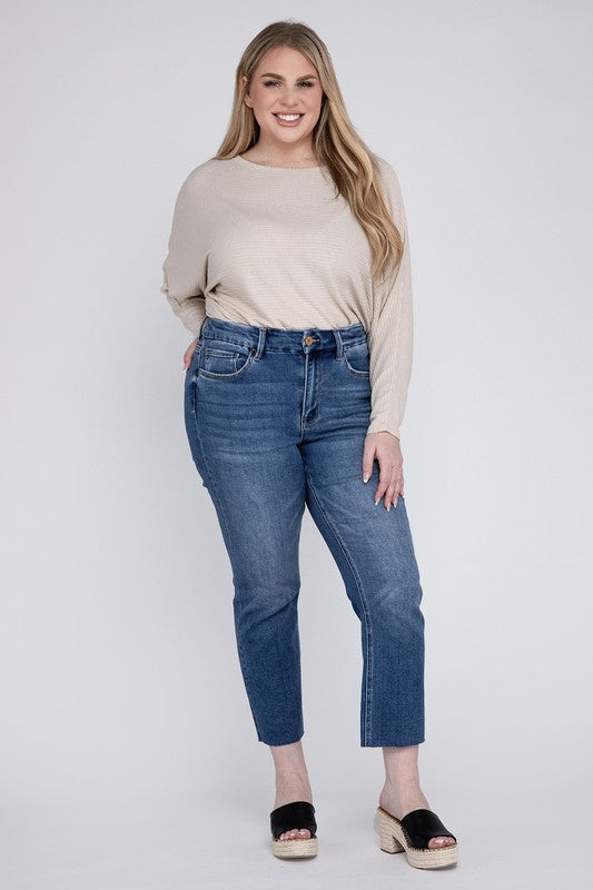 Plus Size High Rise Slim Straight Jeans - Tigbuls Variety Fashion