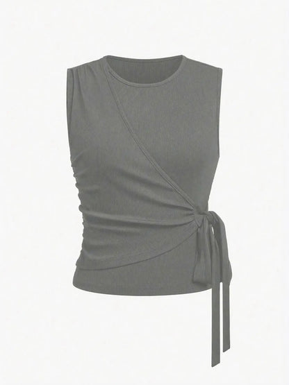 Round Neck Sleeveless Top and Pants Set - Tigbul's Variety Fashion Shop