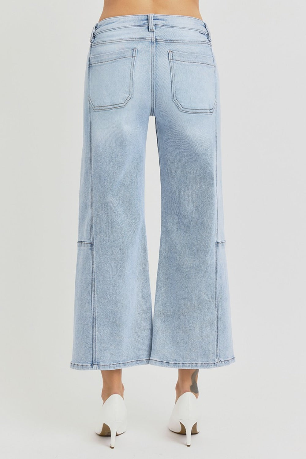 RISEN Full Size High Rise Seamed Detail Wide Leg Crop Jeans - Tigbul's Variety Fashion Shop