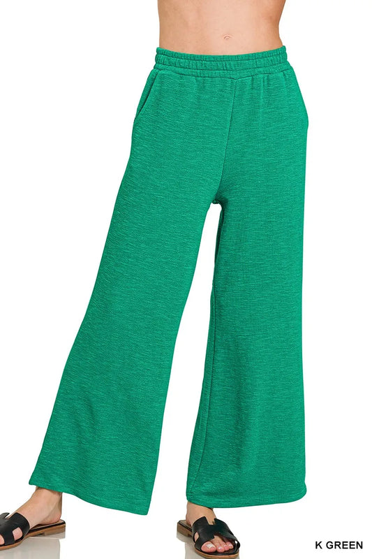 Zenana Cotton Slub Wide Leg Pants - Tigbul's Variety Fashion Shop