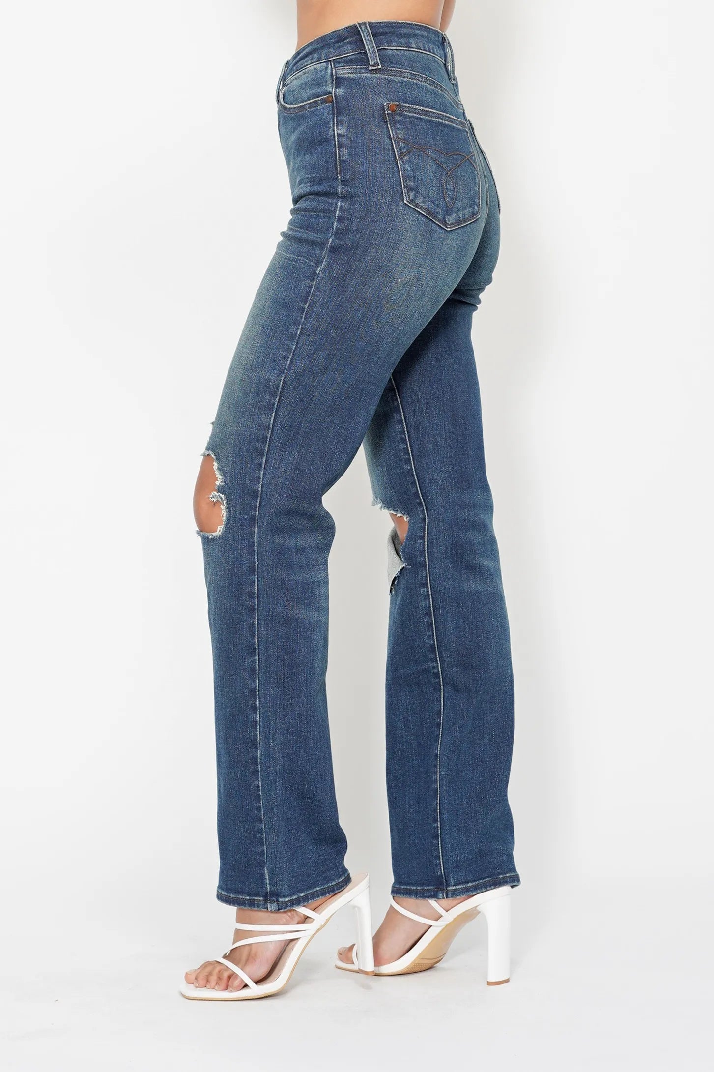 Judy Blue Full Size Hw Ripped Knee Dad Jeans Plus Size - Tigbul's Variety Fashion Shop