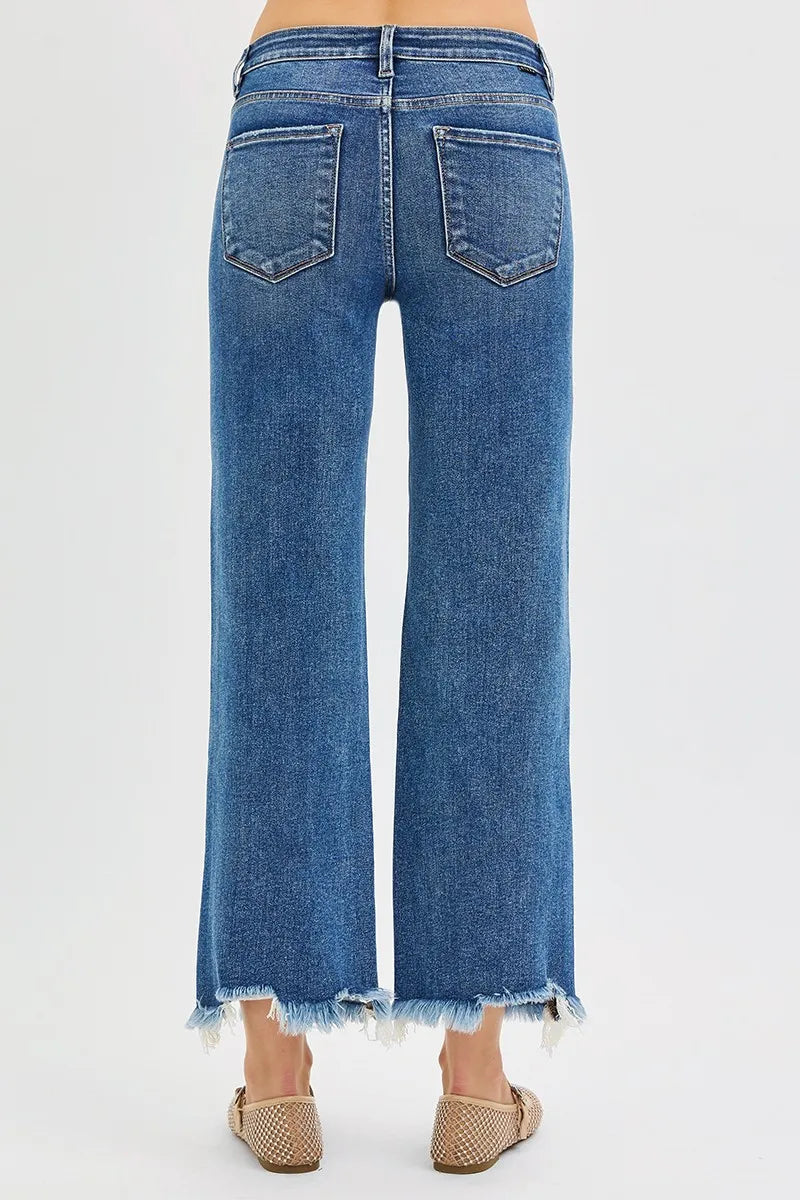 RISEN Full Size Mid Rise Crop Straight Jeans Plus Size - Tigbul's Variety Fashion Shop
