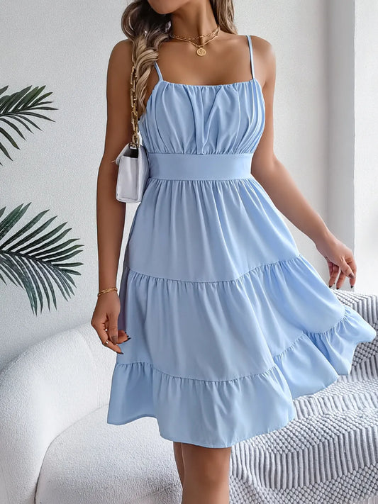Smocked Back Tiered Cami Dress - Tigbul's Variety Fashion Shop