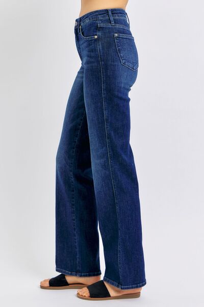 Judy Blue Full Size Tummy Control Straight Jeans Plus Size - Tigbul's Variety Fashion Shop