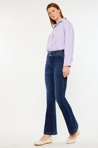 Kancan High Rise Double Waistband Flare Jeans - Tigbul's Variety Fashion Shop