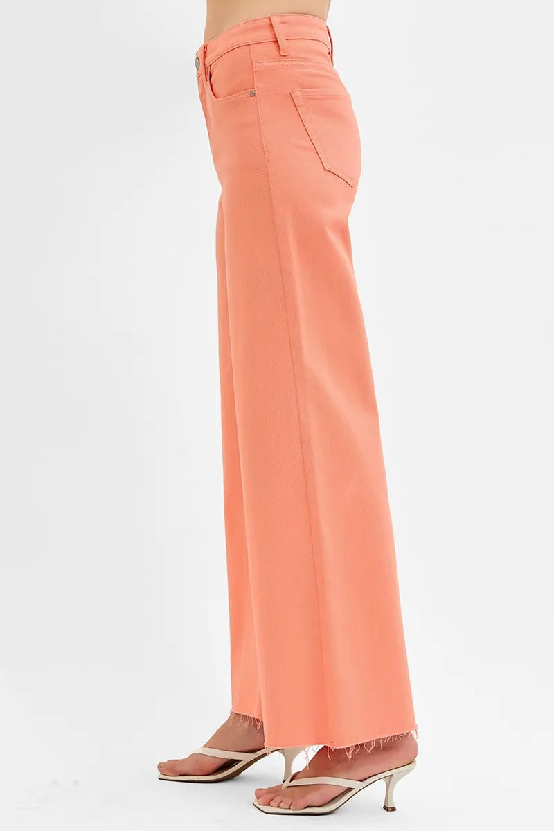 RISEN Full Size Tummy Control High Rise Wide Leg Palazzo Jeans Plus Size - Tigbul's Variety Fashion Shop