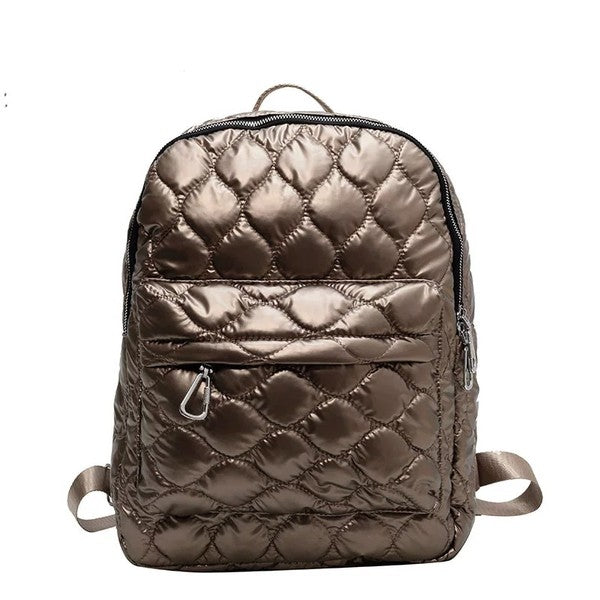 Jade Metallic Puffer Backpack - Tigbul's Variety Fashion Shop