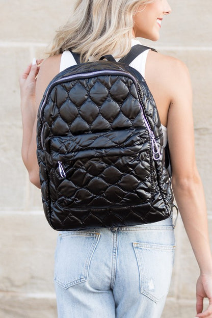 Jade Metallic Puffer Backpack - Tigbul's Variety Fashion Shop