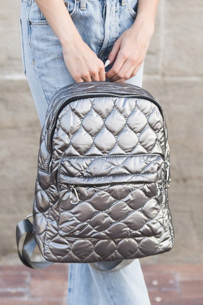 Jade Metallic Puffer Backpack - Tigbul's Variety Fashion Shop