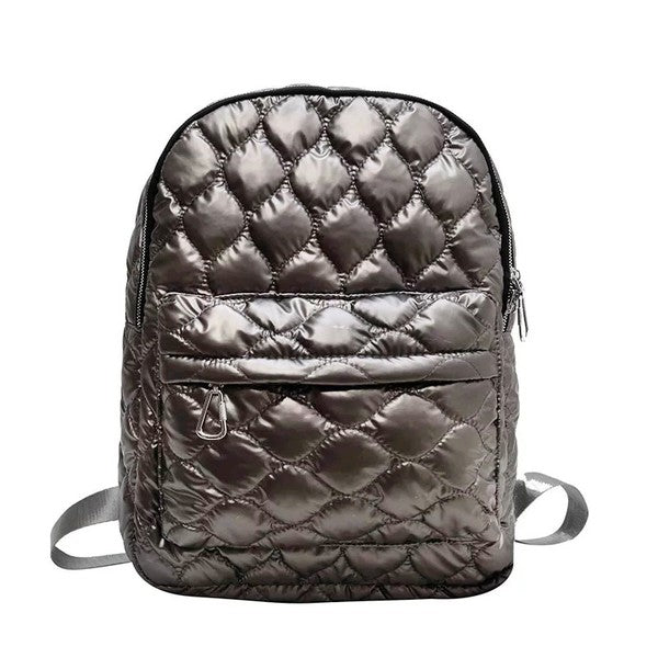 Jade Metallic Puffer Backpack - Tigbul's Variety Fashion Shop