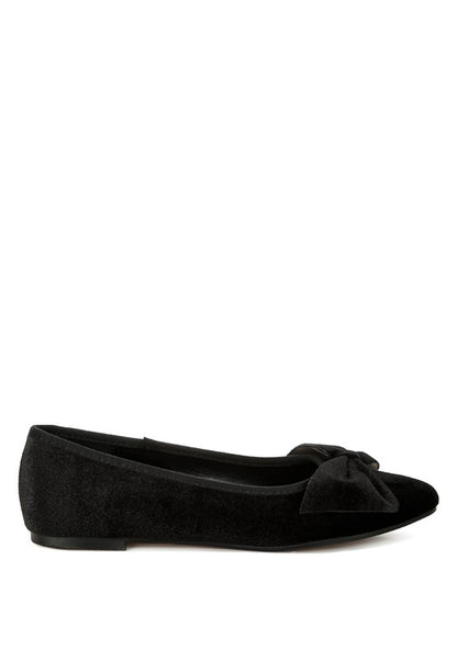 Pothos Luxurious Velvet Bow Ballerinas - Tigbul's Variety Fashion Shop