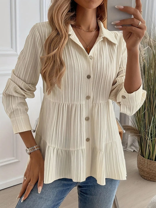 Striped Button-Down Tiered Shirt - Tigbul's Variety Fashion Shop