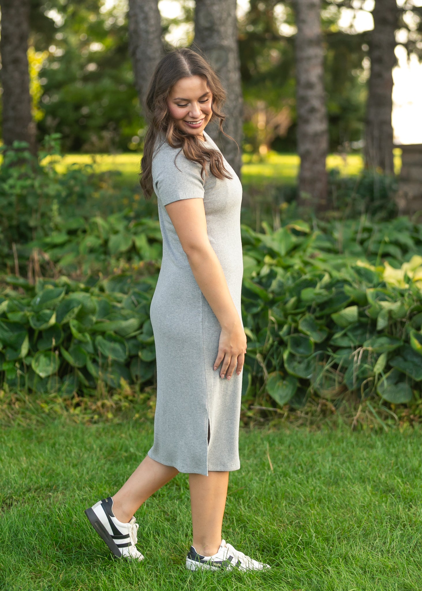 Baylor Gray Ribbed T-shirt Dress - Tigbul's Variety Fashion Shop