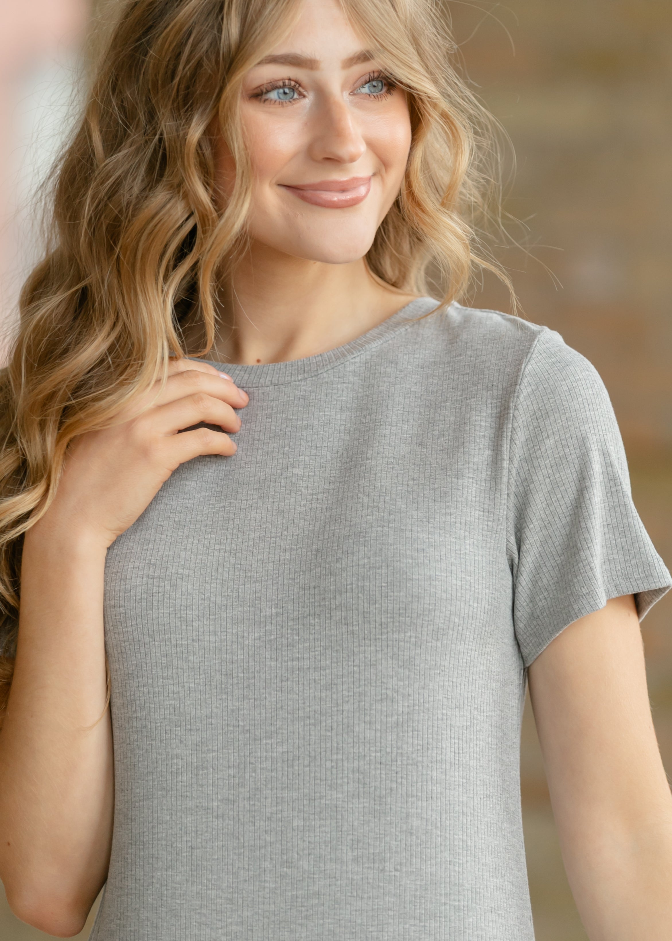 Baylor Gray Ribbed T-shirt Dress - Tigbul's Variety Fashion Shop