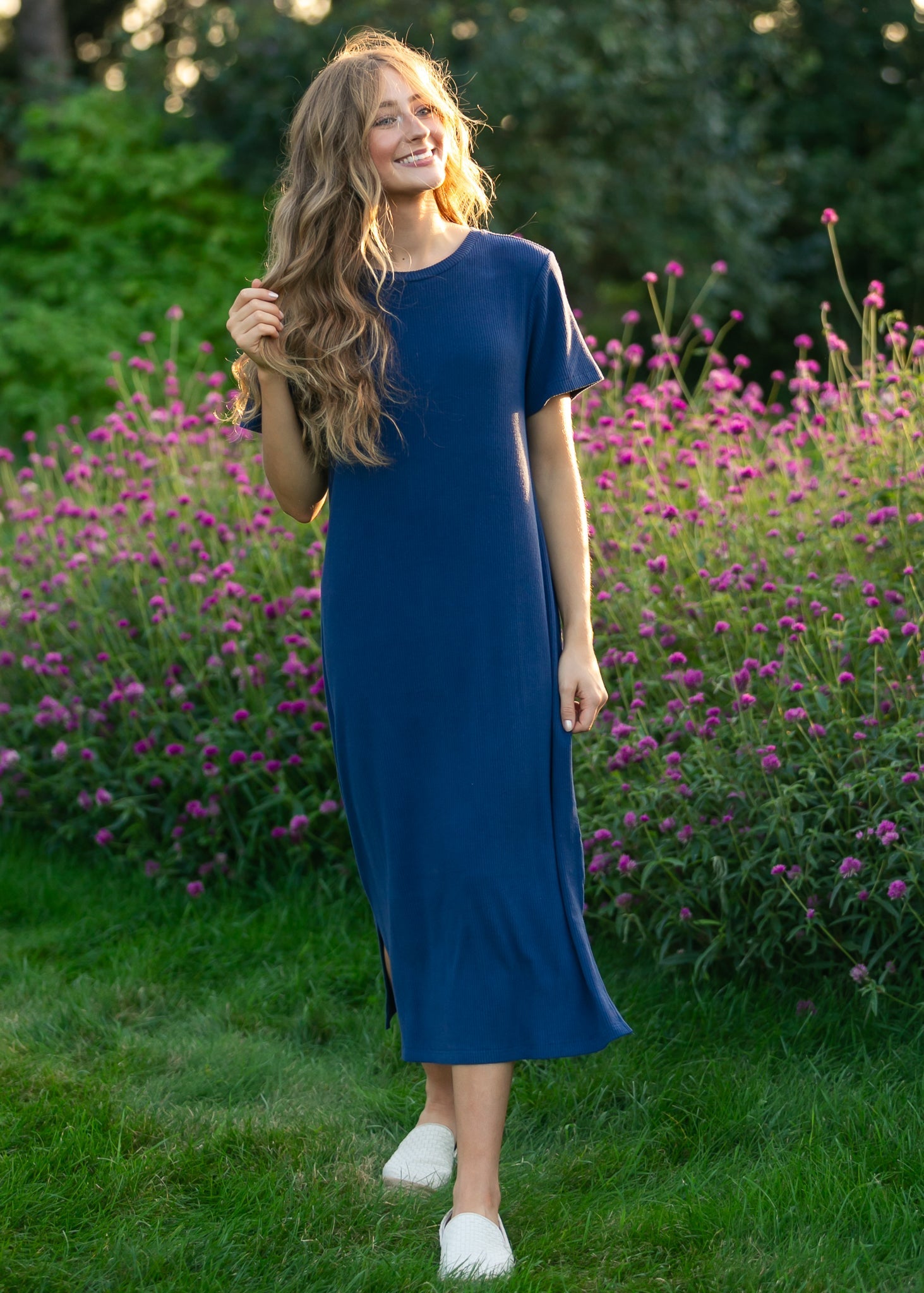 Baylor Navy Ribbed T-shirt Dress