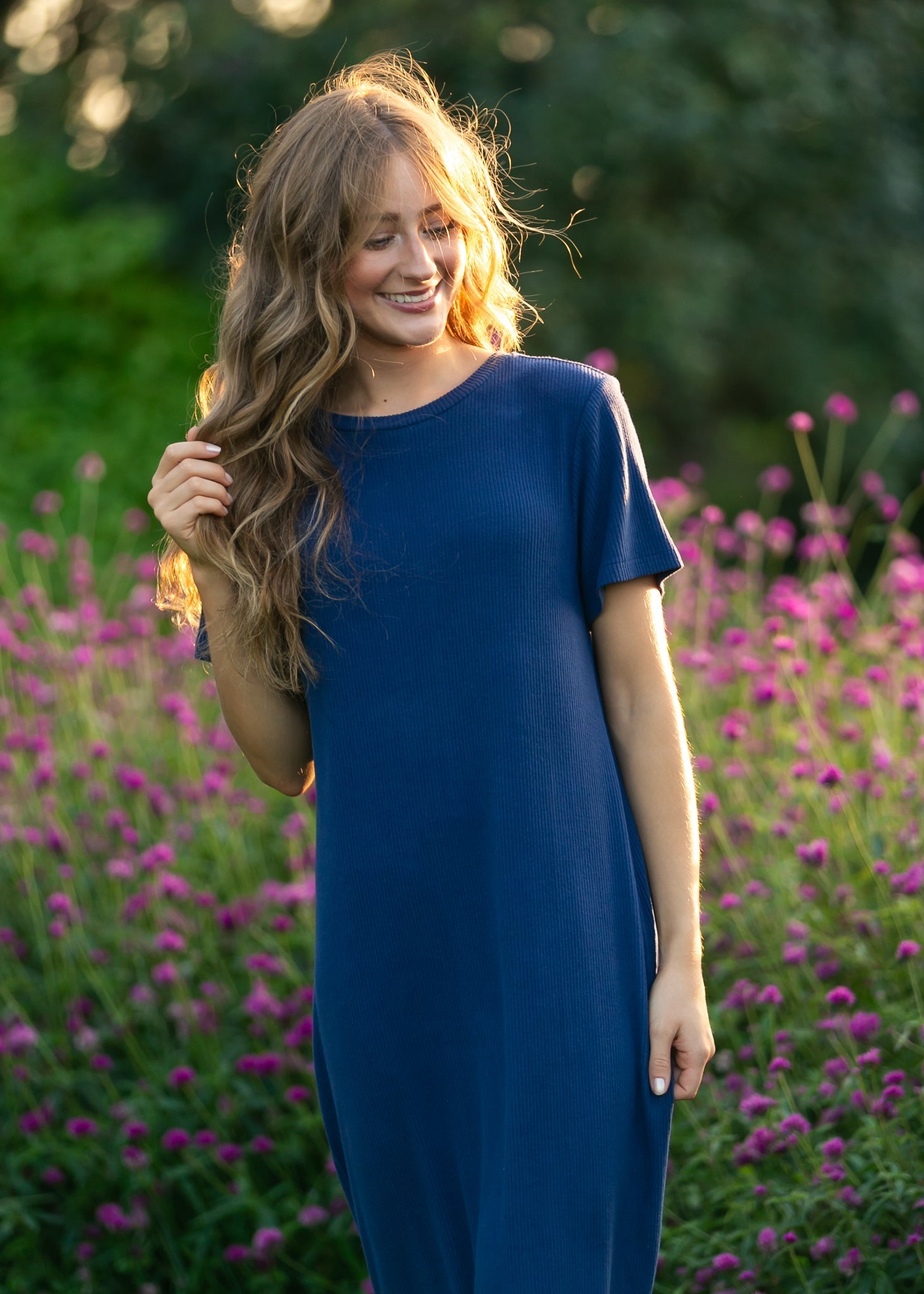 Baylor Navy Ribbed T-shirt Dress