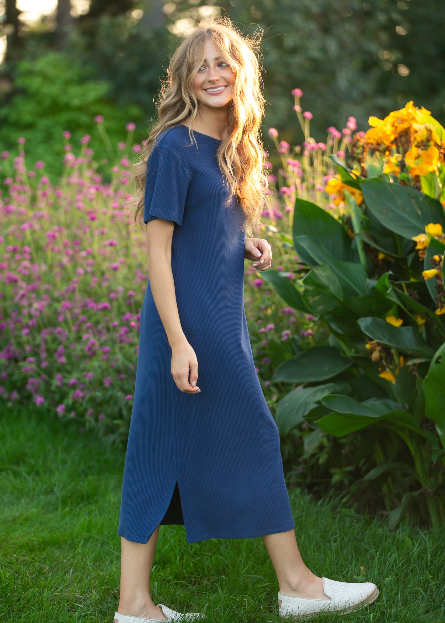 Baylor Navy Ribbed T-shirt Dress
