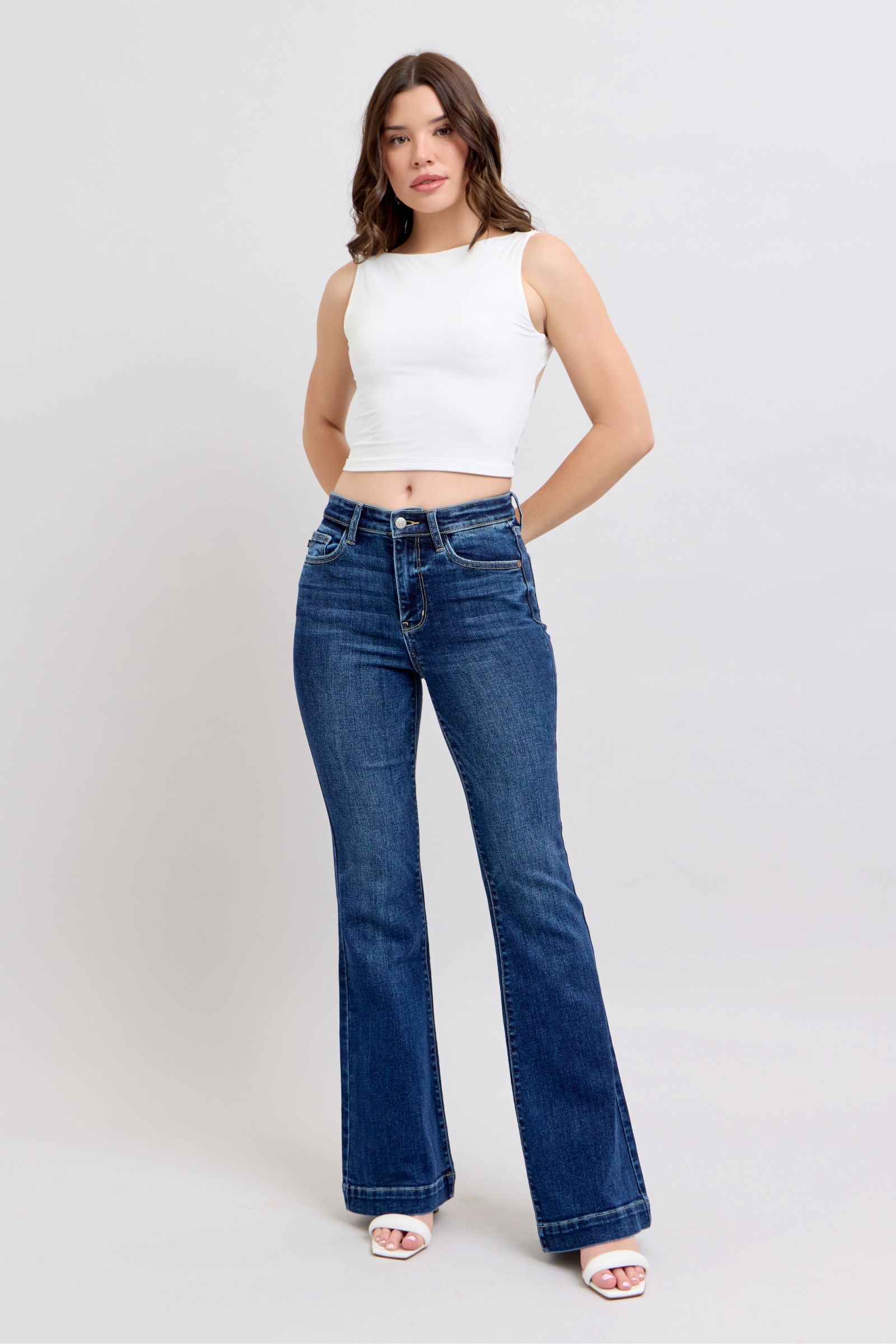 Judy Blue Full Size High Rise Flare Jeans with Pockets Plus Size - Tigbul's Variety Fashion Shop