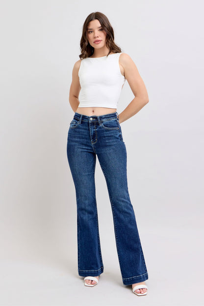 Judy Blue Full Size High Rise Flare Jeans with Pockets Plus Size - Tigbul's Variety Fashion Shop