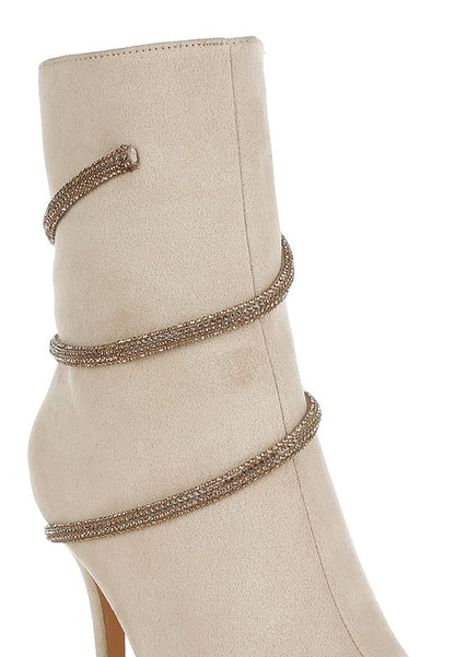 Roda Rhinestone Wrap-Around Stiletto Boots - Tigbul's Variety Fashion Shop