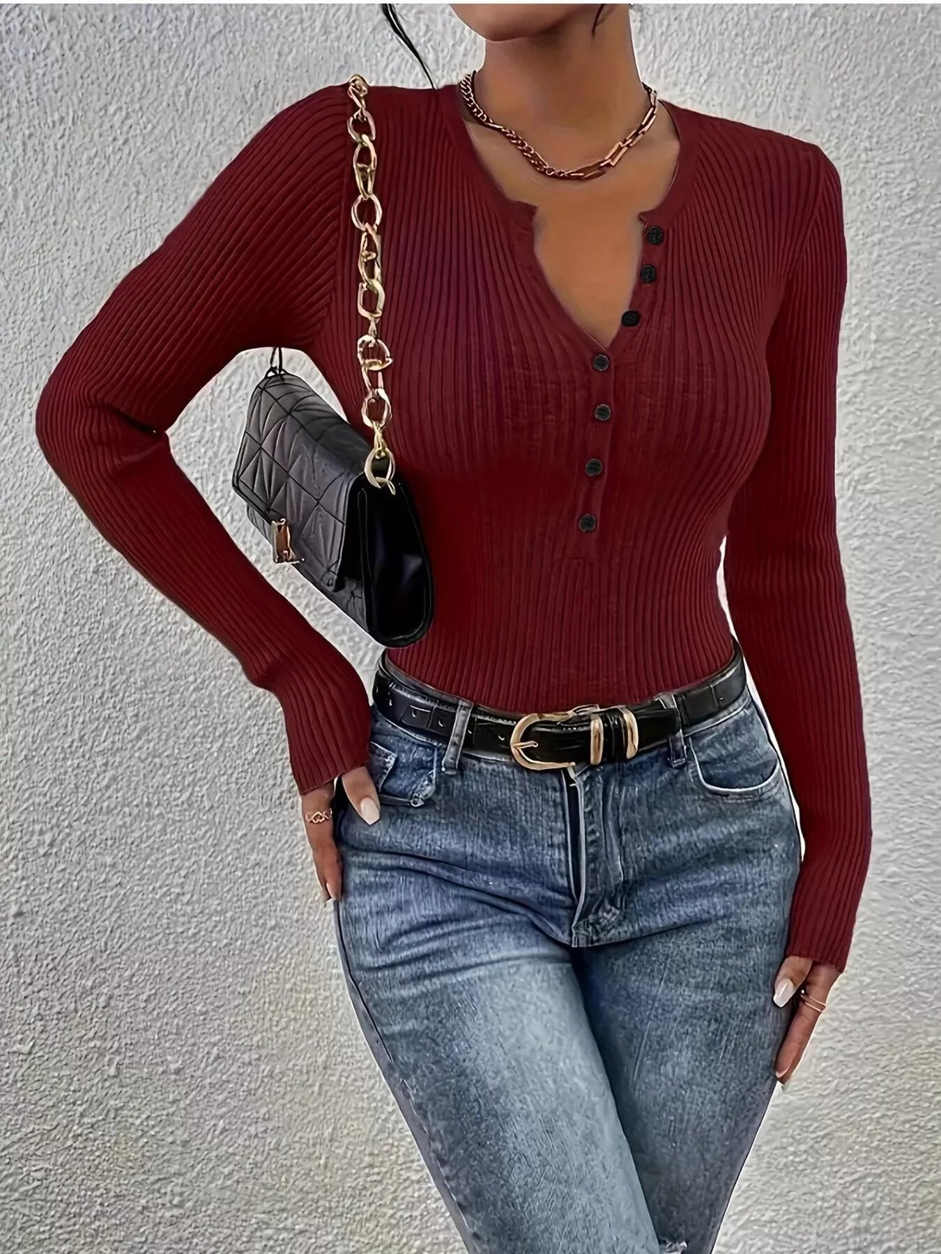 Ribbed Knit Button Front Knit Top - Tigbul's Variety Fashion Shop