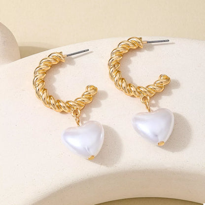 18K Gold-Plated C-Hoop Heart Earrings - Tigbul's Variety Fashion Shop