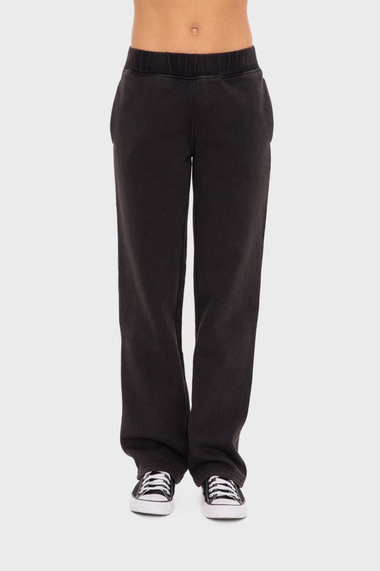 Black Elastic Waist Fleece Pants with Pockets - Tigbul's Variety Fashion Shop