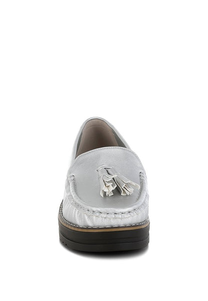 Larana Metallic Tassel Detail Loafers - Tigbul's Variety Fashion Shop