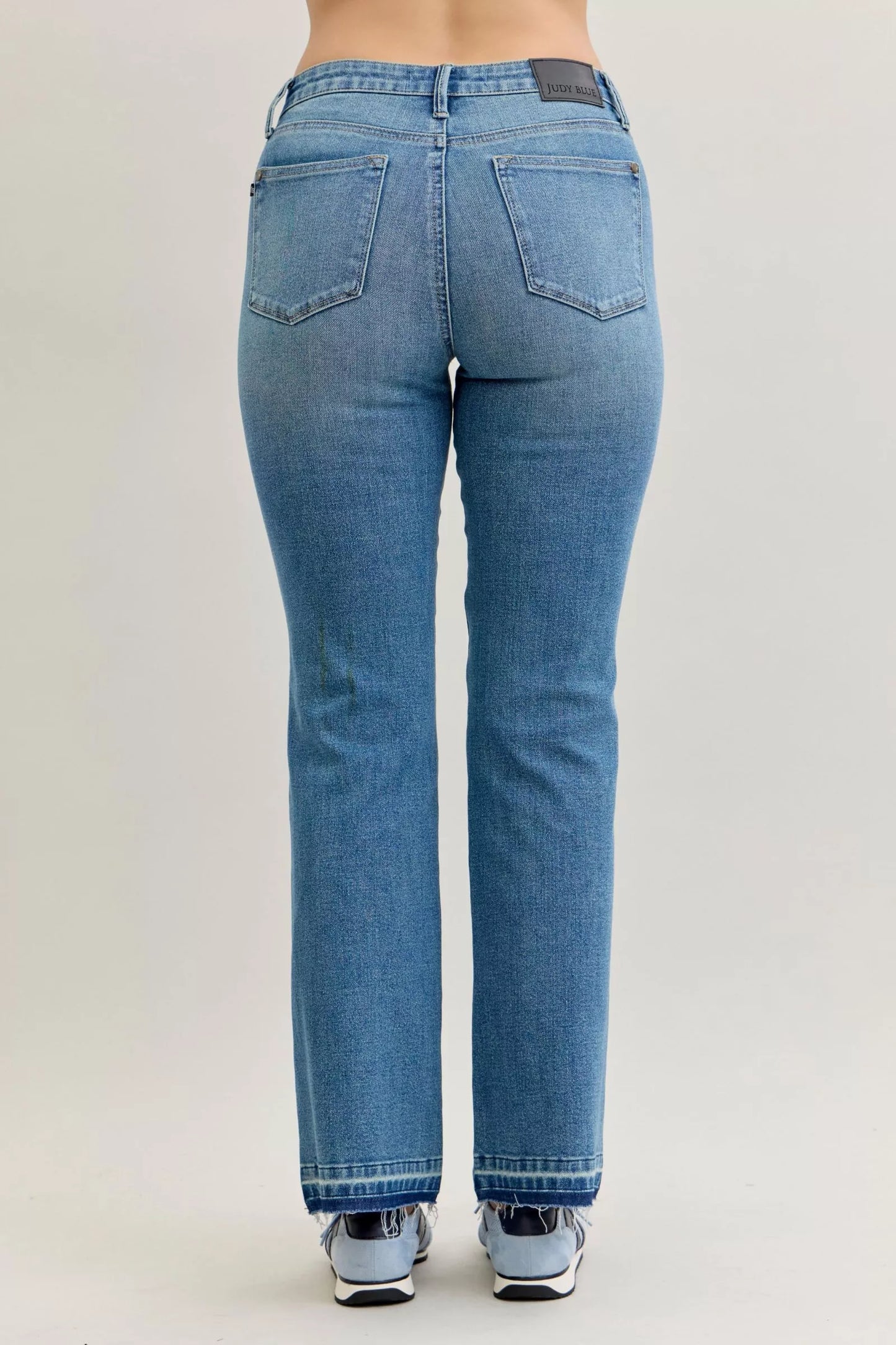 Judy Blue Full Size Mid Rise Slim Bootcut Tummy Control Release Hem Jeans Plus Size - Tigbul's Variety Fashion Shop