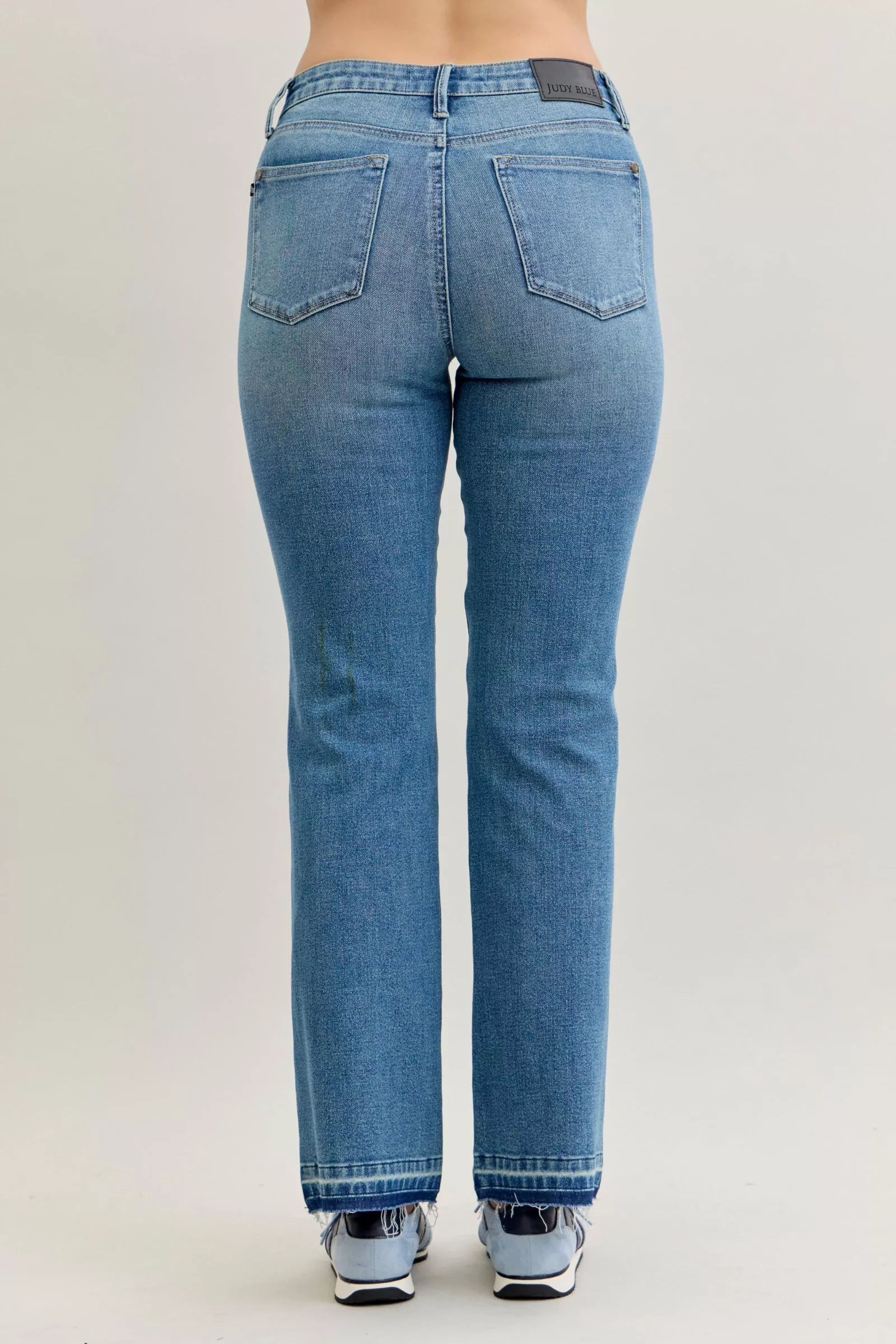 Judy Blue Full Size Mid Rise Slim Bootcut Tummy Control Release Hem Jeans Plus Size - Tigbul's Variety Fashion Shop