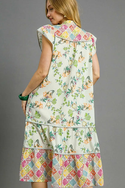 Umgee Patchwork Garden Midi Dress - Tigbul's Variety Fashion Shop