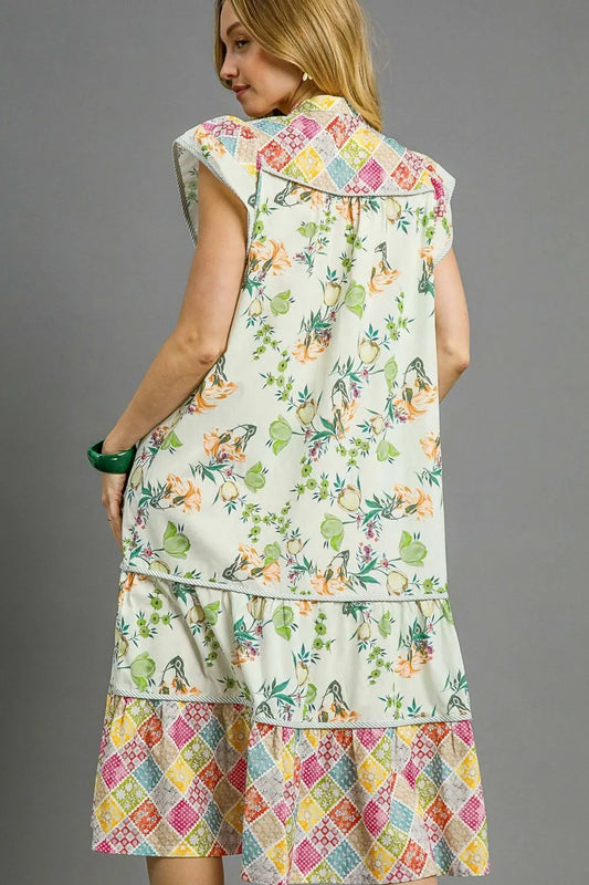 Umgee Patchwork Garden Midi Dress - Tigbul's Variety Fashion Shop