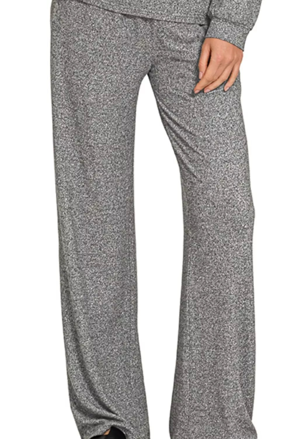 Zenana Soft Melange Long Sleeve Tee & Pants Set - Tigbul's Variety Fashion Shop