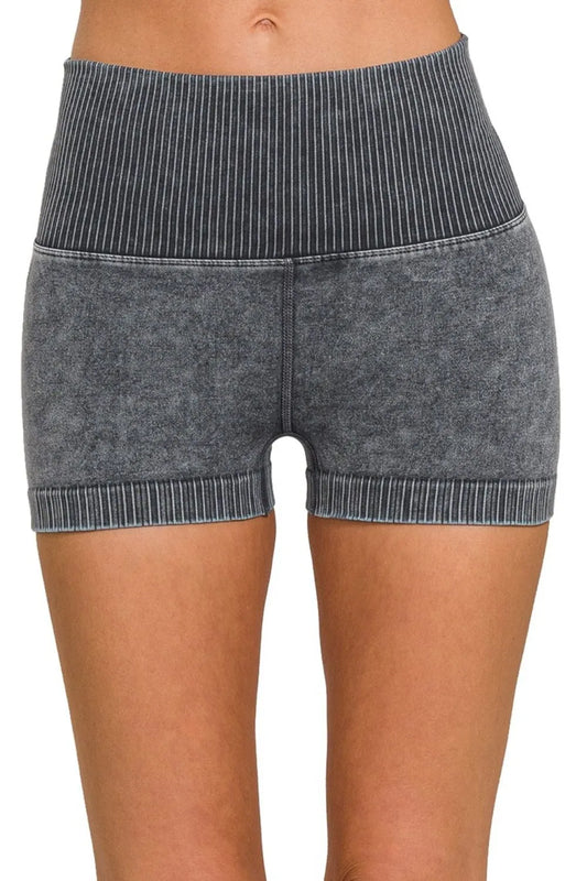 Zenana Washed Seamless High Waisted Shorts - Tigbul's Variety Fashion Shop