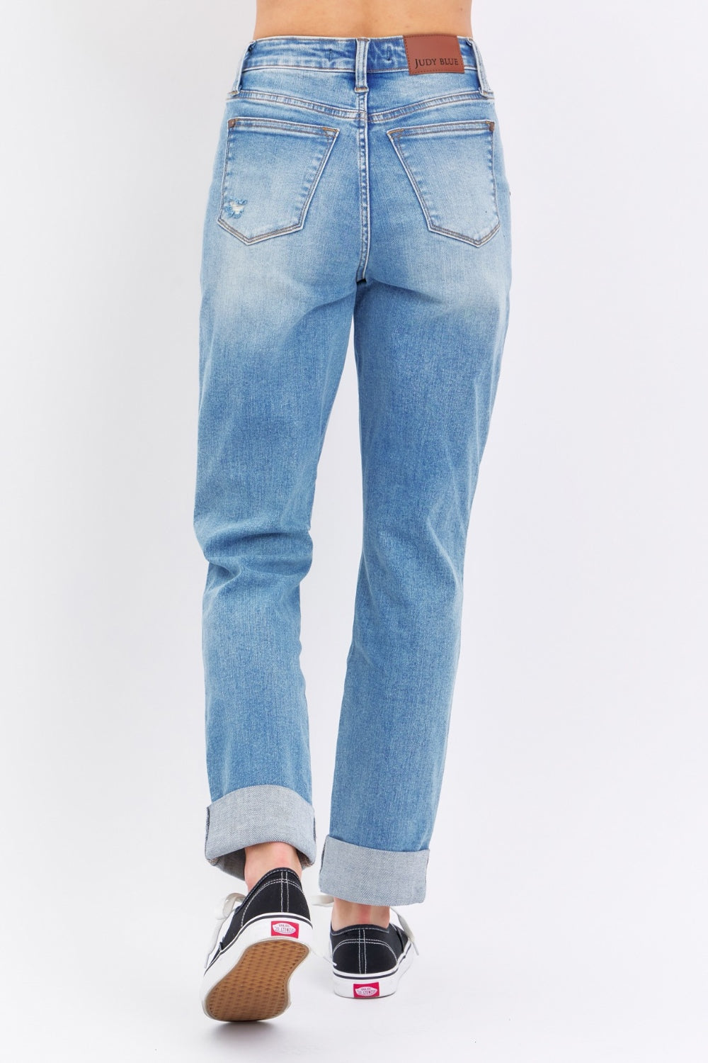 Judy Blue Full Size Distressed Straight Jeans with Patch Pockets - Tigbul's Variety Fashion Shop