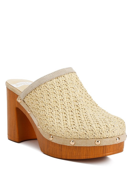 Jeydena Raffia Platform Clogs - Tigbuls Variety Fashion