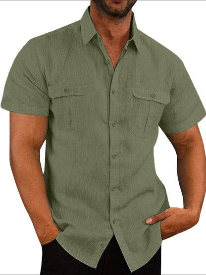 Men's Plus Size Collared Neck Short Sleeve Shirt - Tigbul's Variety Fashion Shop