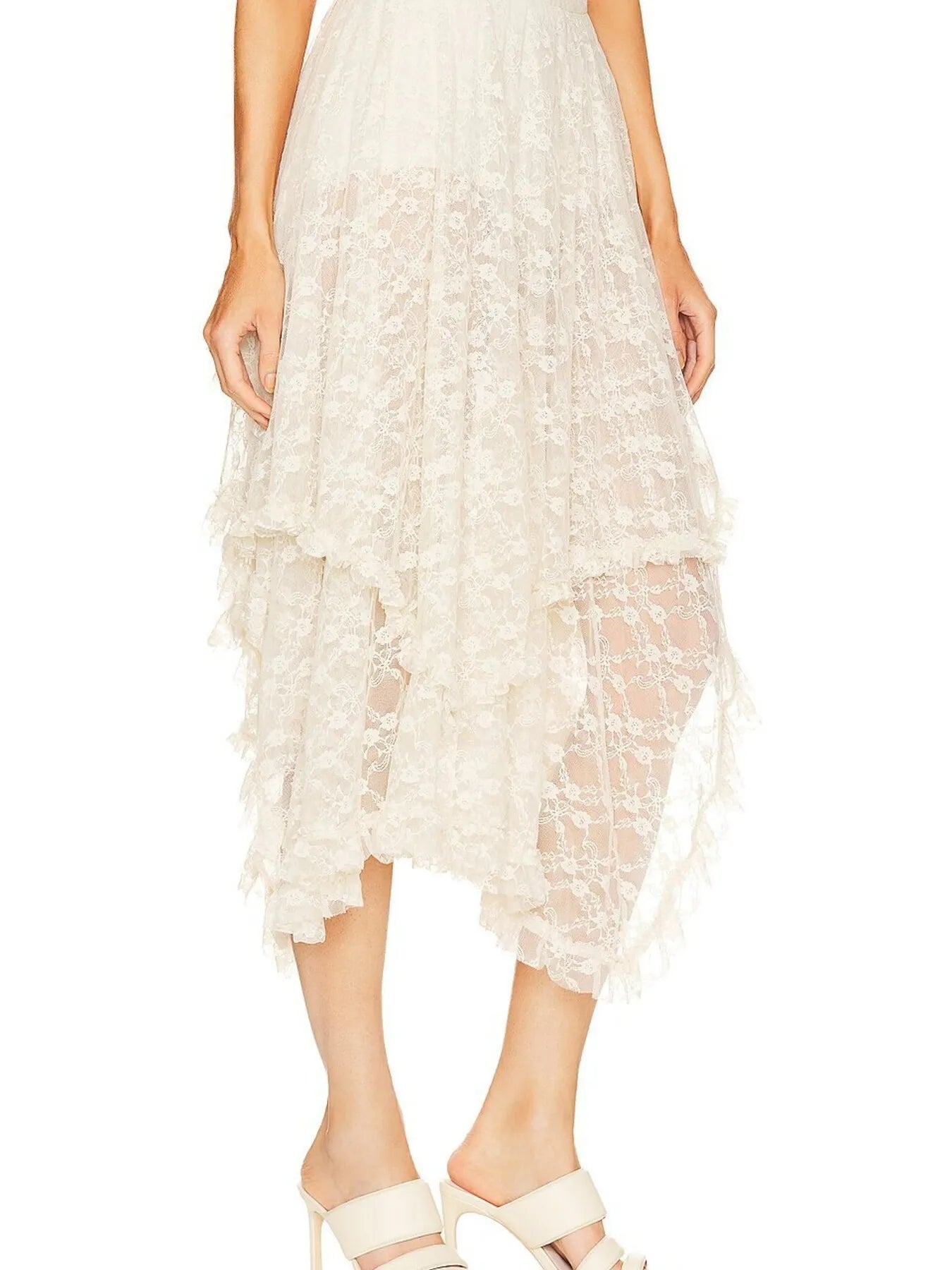 Asymmetrical Lace Midi Skirt - Tigbul's Variety Fashion Shop