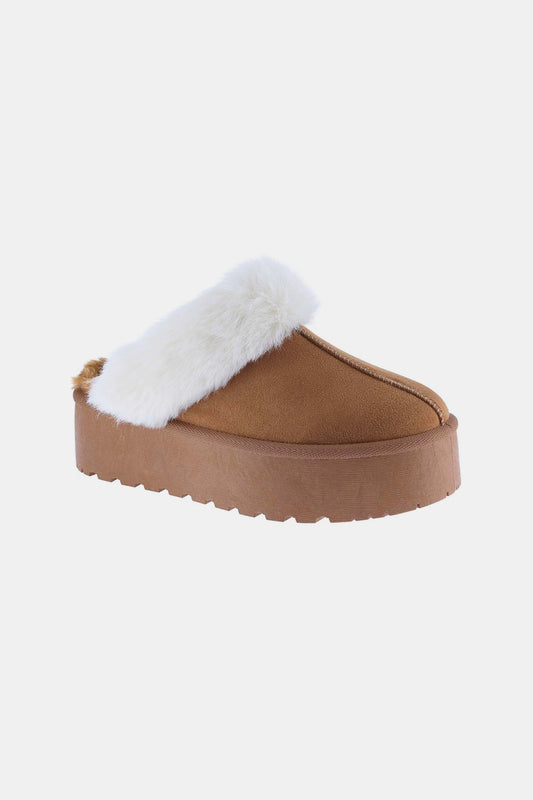 Weeboo Thick Bottom Fur Trim Snow Slippers - Tigbul's Variety Fashion Shop